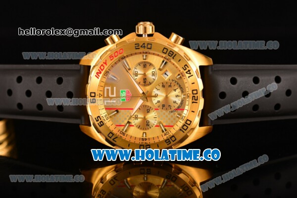 Tag Heuer Formula 1 Miyota OS20 Quartz Yellow Gold Casd with White Stick Markers and Black Rubber Strap - Click Image to Close